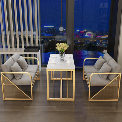 factory Straight hair Studio sofa Front leisure time Tea shop Tables and chairs combination Simplicity Restaurant Double Parlor Net Red