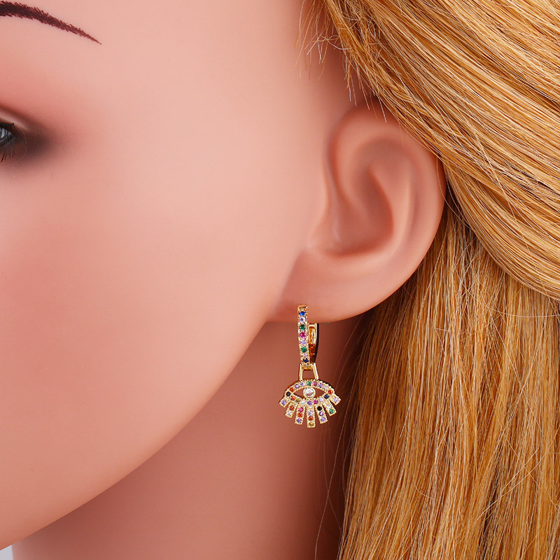 Alloy Full Diamond Earrings With Palm Color Eye Earrings display picture 8