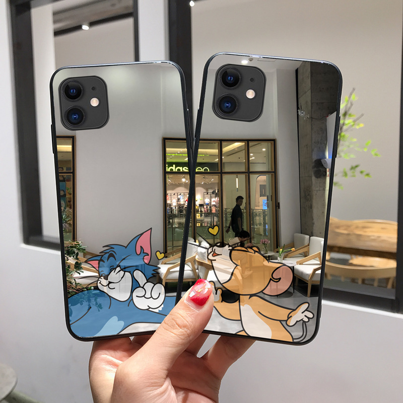 Le Cas De Téléphone Portable De Dessin Animé De Miroir Adapté À L'iphone 11 Apple Xr Verre Tpu Pc Housse De Protection En Gros Nihaojewelry display picture 5