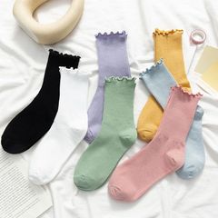 Ruffled-edge socks for women, mid-calf summer style — thin, Japanese-inspired Instagram-worthy puffy socks and long stockings for summer.