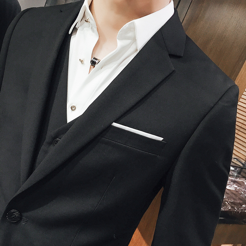 Profesional más traje de tamaño traje de tres piezas traje de los Hombres estilo coreano traje formal color sólido novio mejor hombre vestido de novia