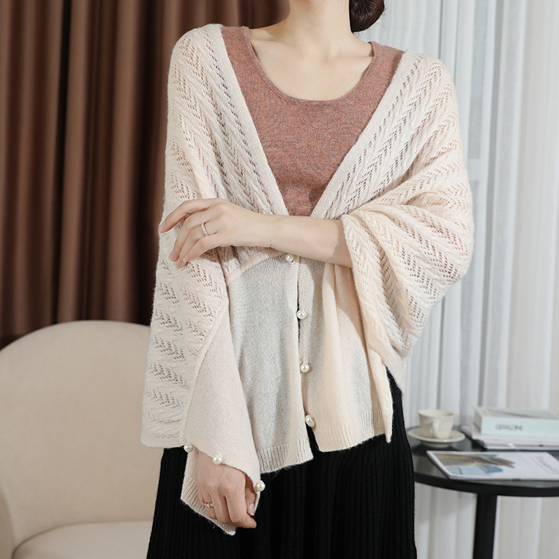 Manufactor Solid Wool Scarf Ladies Spring and autumn season Wool shawl knitting Blouse new pattern Hollow Collar