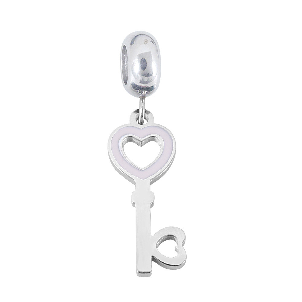 Unisex Gender 3 PCS/Package Titanium Steel Heart Shape Key Lock Pendant