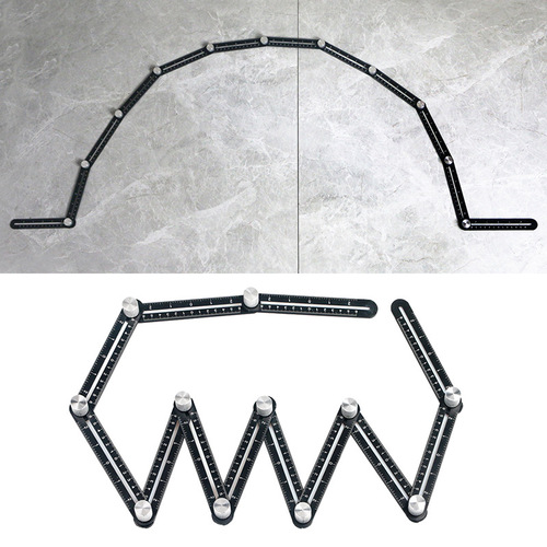 Multifunctional special-shaped brick laying tile artifact twelve folding ruler masonry floor tile laying tool aluminum alloy four folding ruler