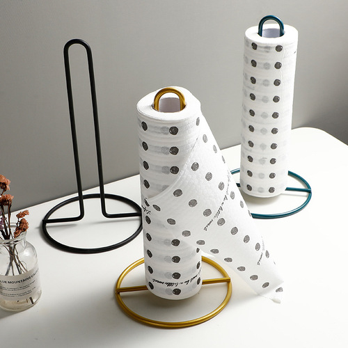Paper towel holder Nordic gold storage rack wrought iron dining table kitchen plastic wrap storage roll paper holder desktop oil-absorbing paper holder