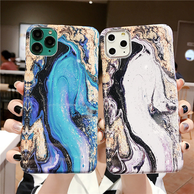 Creative water paste marble hard shell suitable for Apple 11pro mobile phone case XR ink PC case 7plus