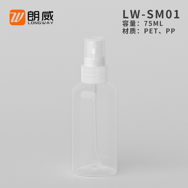 Botella Atomizadora Baja de 75ml Plástico PET Transparente para Desinfectante