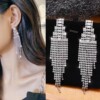 Silver needle, fashionable long earrings with tassels, silver 925 sample, European style, diamond encrusted