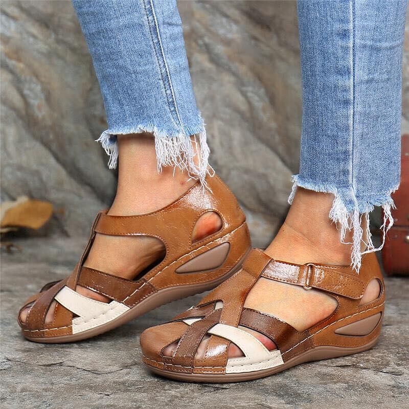 fashionable retro women's sandals wedge heel
