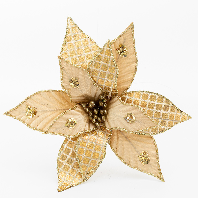 30cm gran flor de Navidad oro plata rojo decoración de Navidad corolla de flores de caña simulación decoración de flores falsas