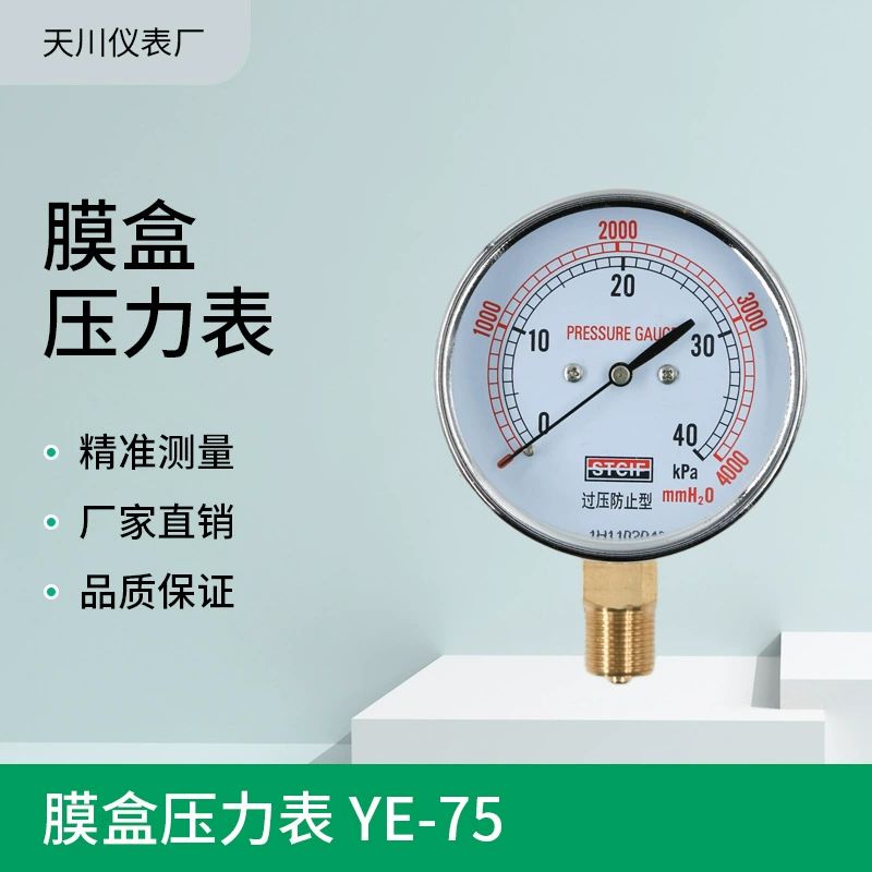 YE-75 микроманометр сильфон Манометр 100 KPa2, 5 кг Предотвращение избыточного давления Шанхайский сильфонный манометр Tianchuan