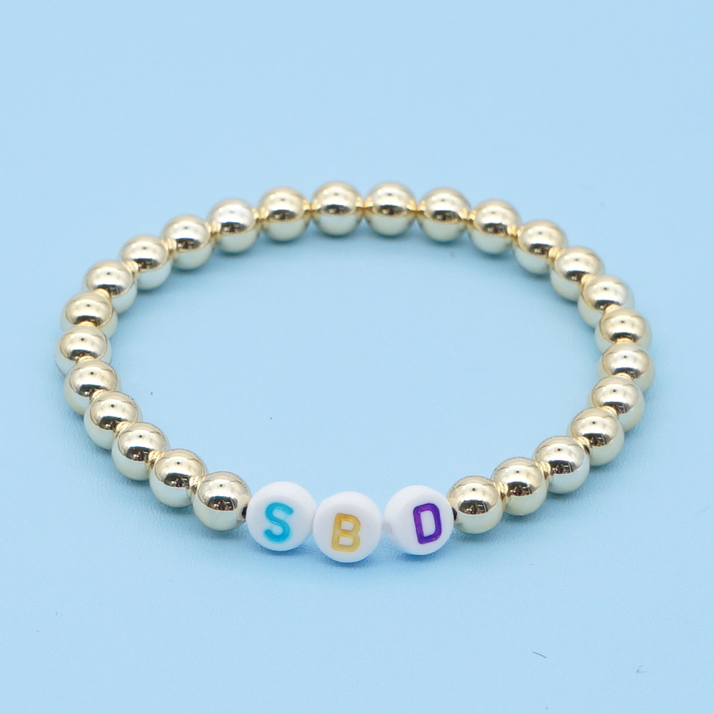 Fashiongold-plated Color-preserving Gold Beads Stacked Beaded Color Letter Bracelet display picture 8