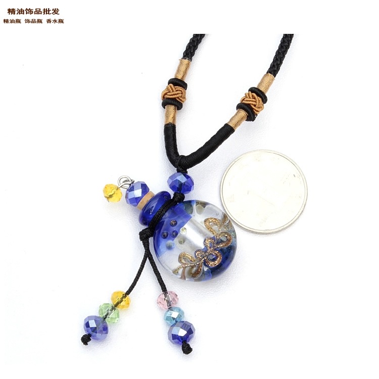 中国精油饰品网蓝色扁圆双扣绳巴洛克琉璃瓶项链3.jpg