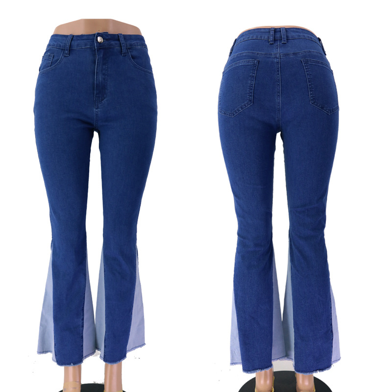 New Summer 2022 Elastic Wide Leg Combination Denim Jeans_voghion.com
