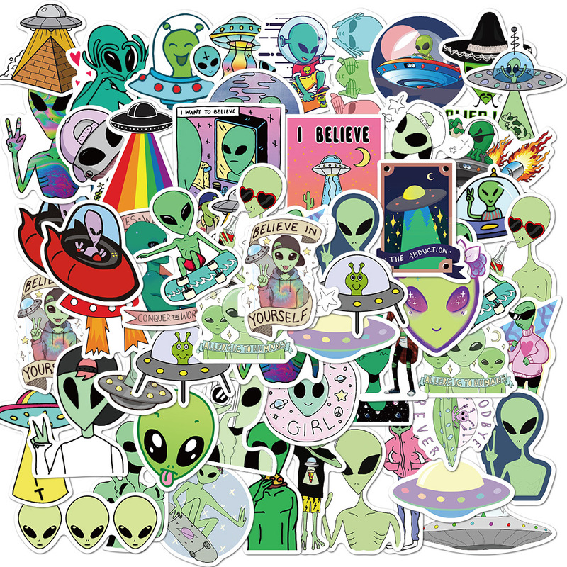50 Aliens Alien Graffiti Stickers Luggage Trolley Case Scooter Notebook Waterproof Stickers for Wholesale