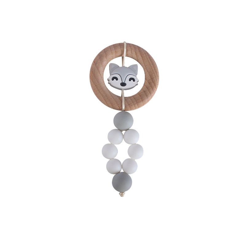 Bebé creativo Beech anillo juguete teether nueva historieta Fox silicona teether palo Amazon caliente
