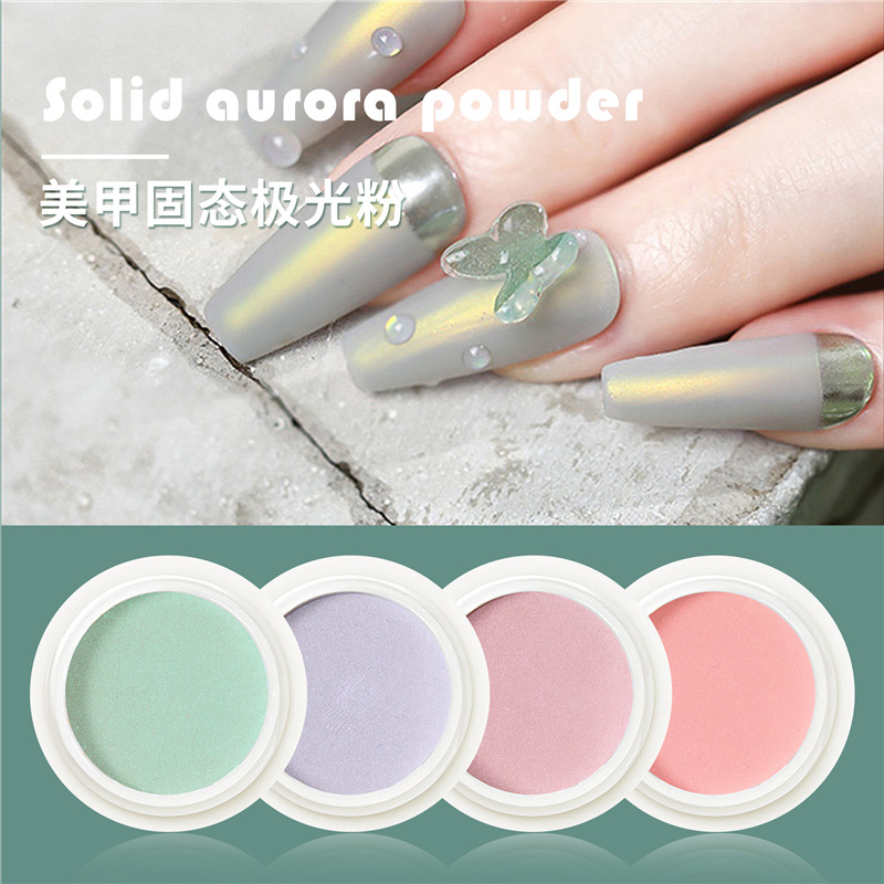 2020 hielo sólido transparente desnudo Rosa Aurora polvo Internet celebridad uñas belleza color mágico sirena espejo harina espejo mágico polvo de hadas