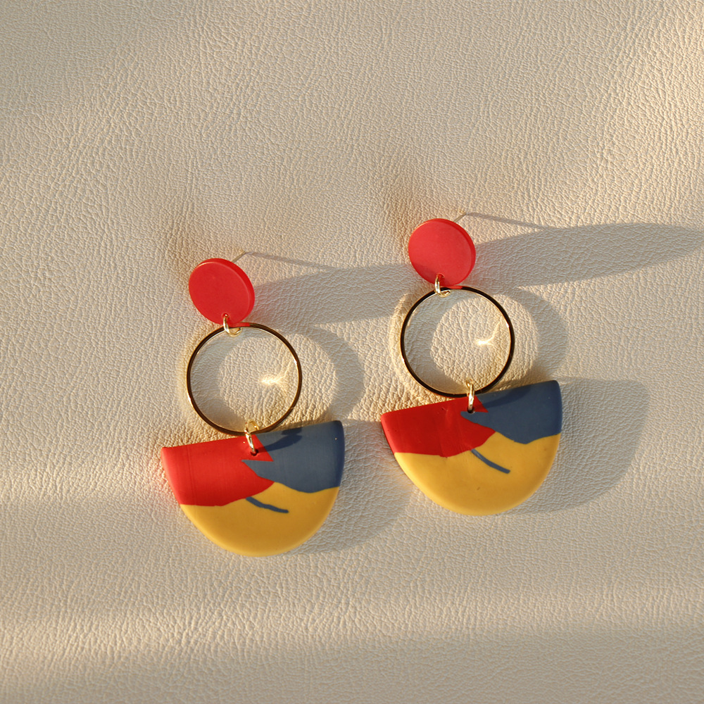 1 Pair Quantity Daily Occasion 1 Pair Korean Style Semicircle Leopard Arylic Drop Earrings