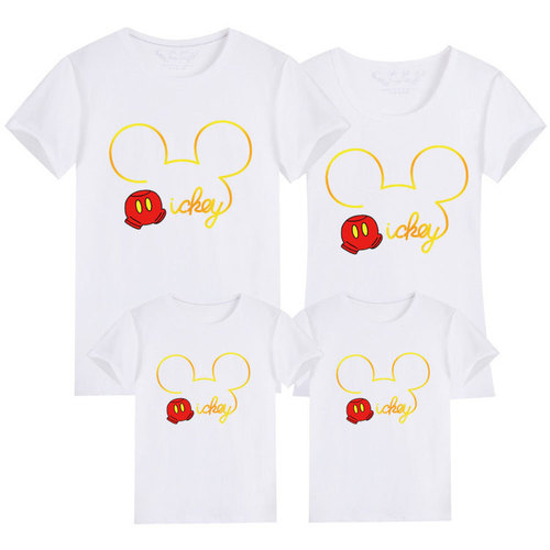  new parent-child summer clothing cartoon Mickey cotton short-sleeved family of three family wear round neck T-shirt mother and daughter