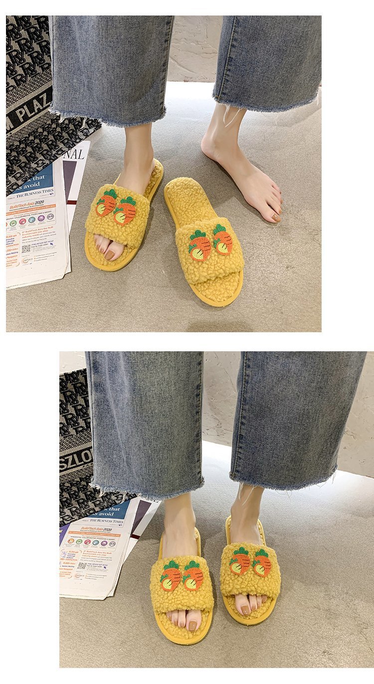 New cotton non-slip flat-heel soft bottom plush slippers NSPE27470