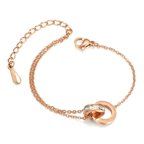 Roman ring full diamond circle titanium steel anklet women's leg ring jewelry beach accessories jewelry 18K rose gold