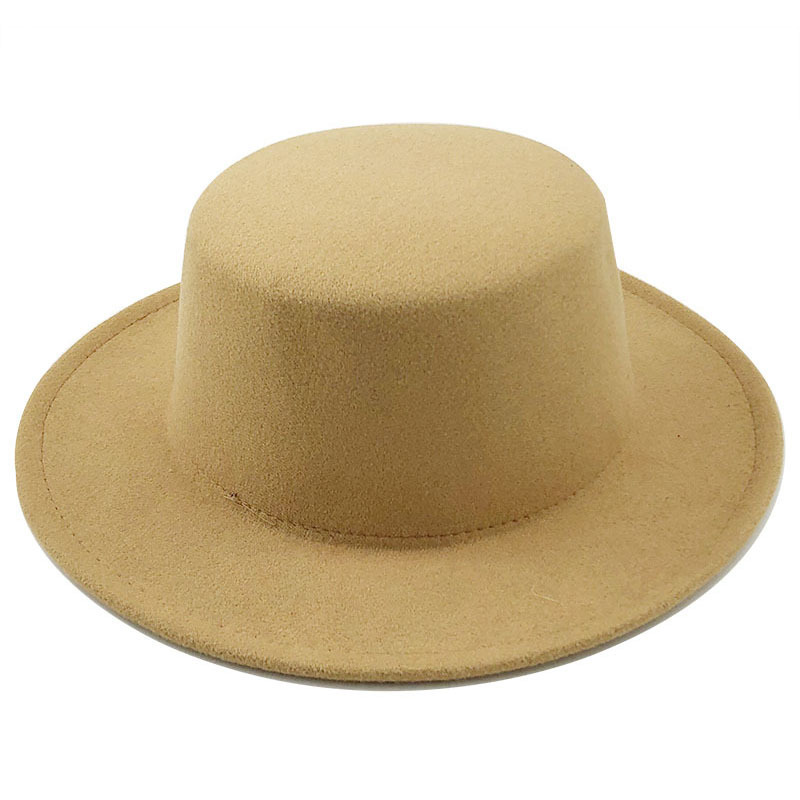 Sombrero Casual De Jazz De Lana Con Parte Superior Plana De Color Puro display picture 11