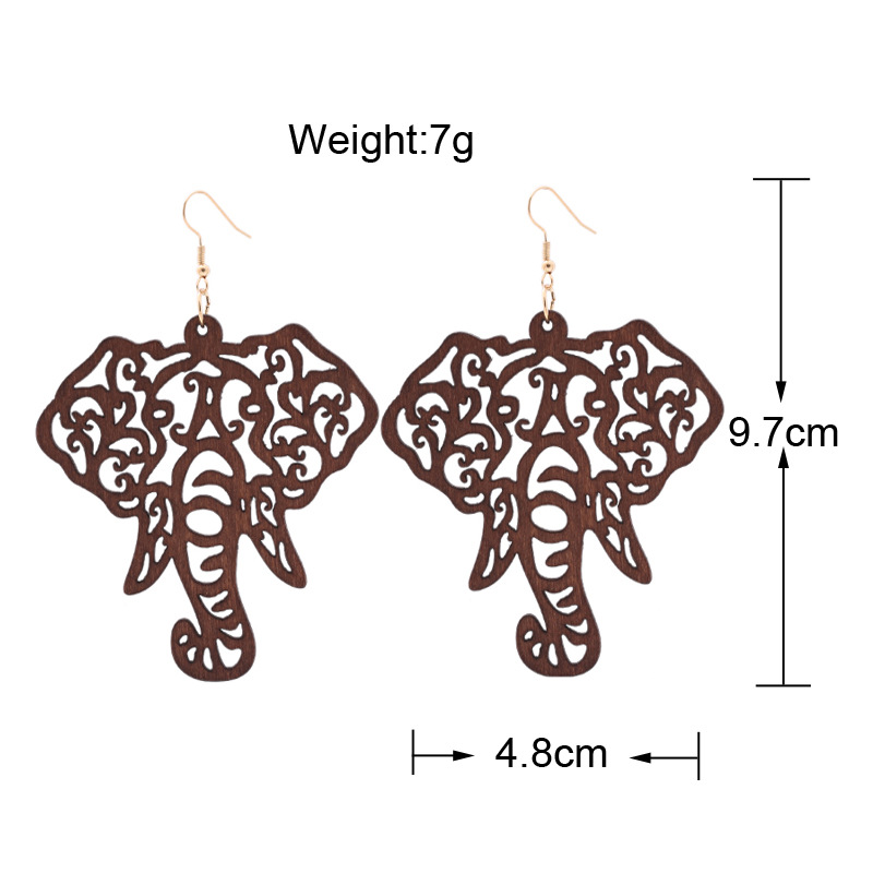 Mode Einfarbig Elefant Holz Frau Tropfenohrringe 1 Paar display picture 1