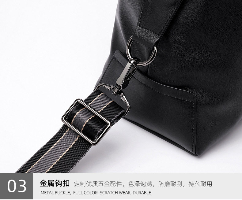 Túi du lịch xách tay nam da bò lớp đầu, túi tập gym kiêm túi hành lý đeo vai 40×16×25 cm — Màu đen chi tiết 21