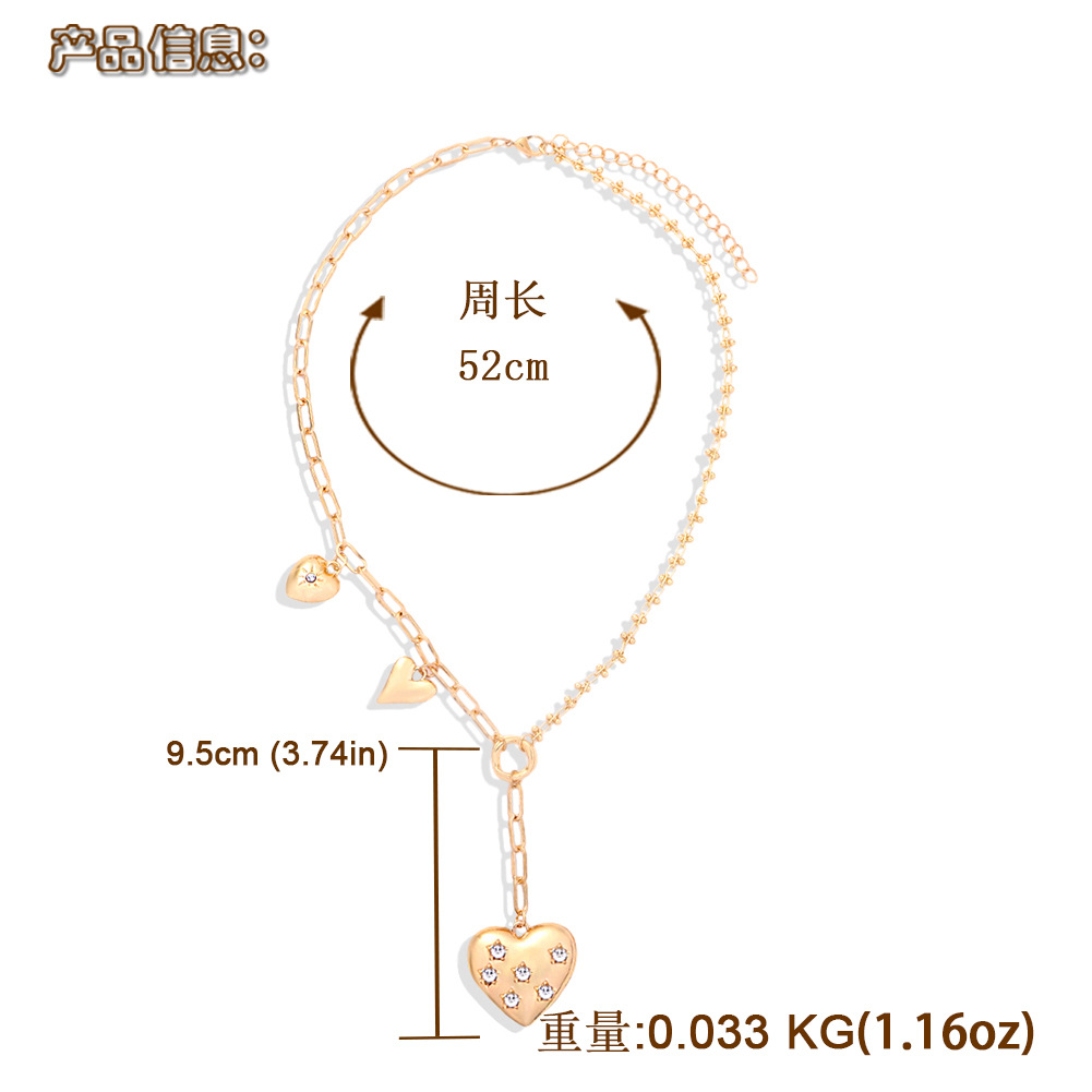 Street Style Fashion Exaggerated Peach Heart Pendant Alloy Necklace Wholesale display picture 1