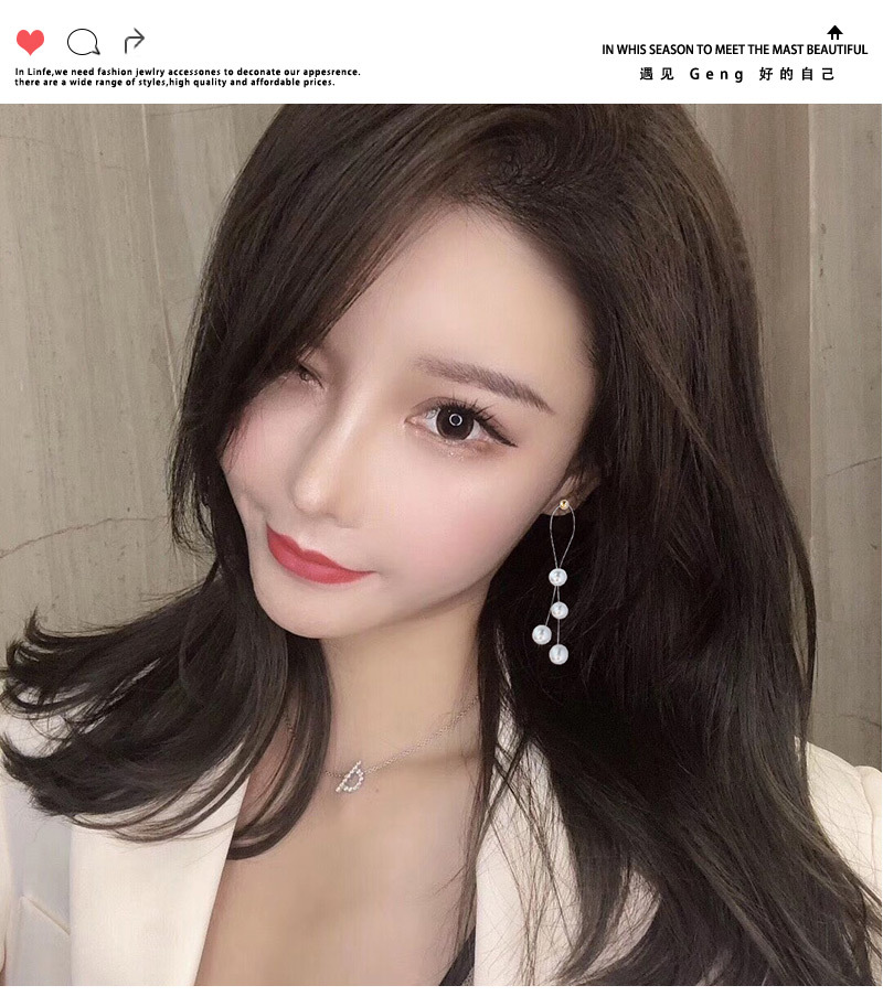 S925 مزاج الإبرة الفضية طويل شرابة أقراط لؤلؤة أنثى شخصية كورية أزياء ، شبكة متعددة الأقراط الحمراء display picture 10