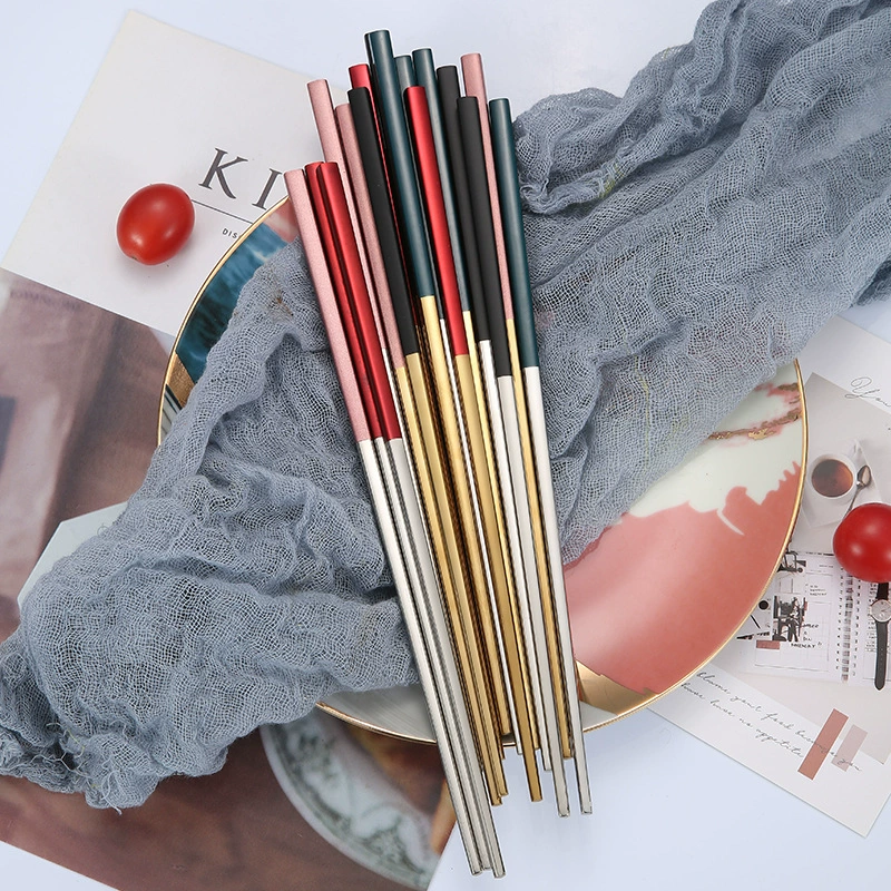 Chopsticks stainless steel, set, creative square tableware for hotel