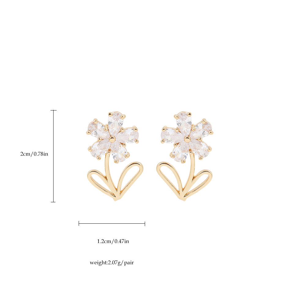 Crystal Zircon Bow Tie Round Flower  Earrings display picture 3