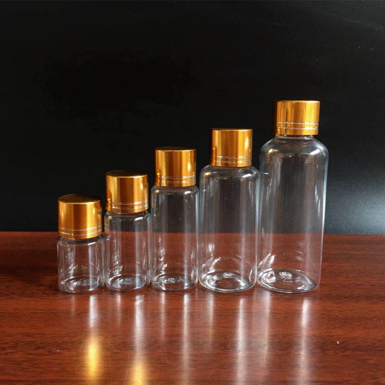 批发20 30 50 100ml毫升透明金盖塑料瓶分装瓶 细长药瓶pet样品瓶