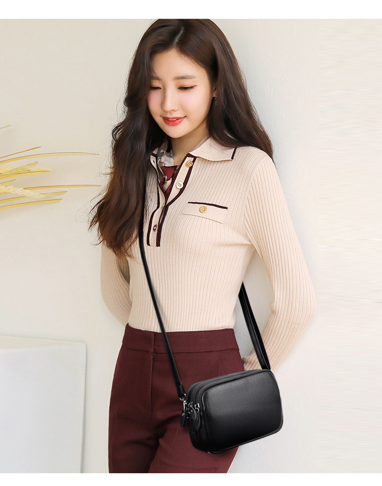 Women's Small Leather Solid Color Basic Square Zipper Shoulder Bag display picture 1