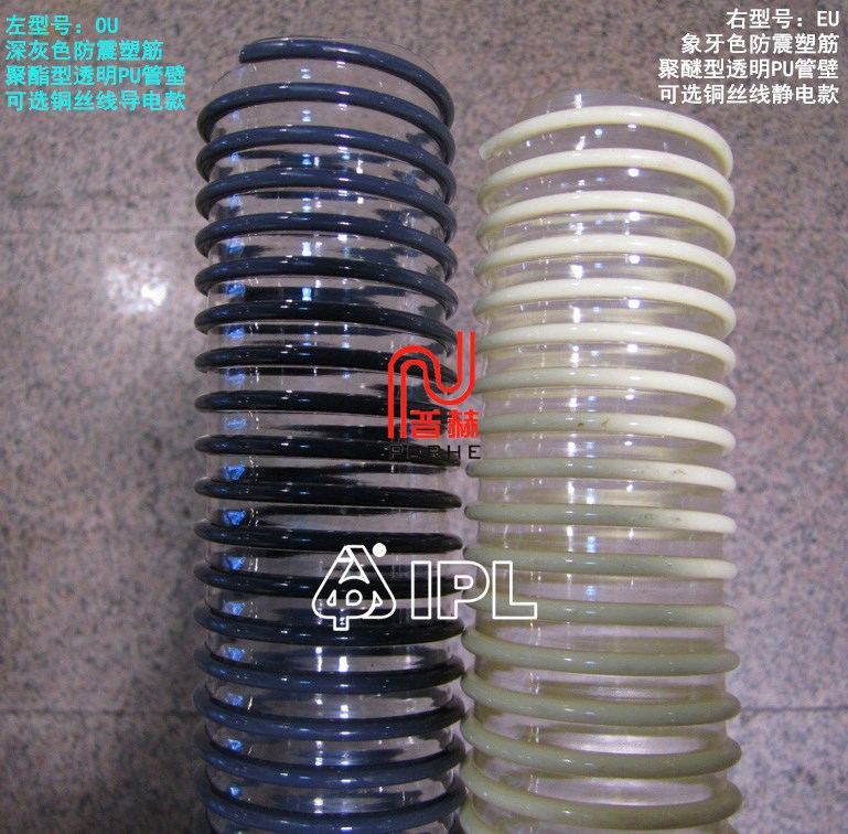 [透明塑筋软管]921-灰色塑筋透明PU软管-OU抛丸机软管,EU聚醚软管