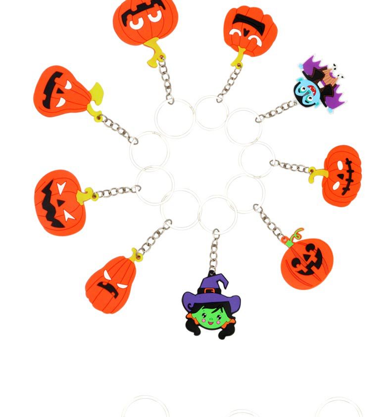 Cute Pvc Soft Rubber Pumpkin Skull Ghost Witch Halloween Keychain Pendant display picture 4