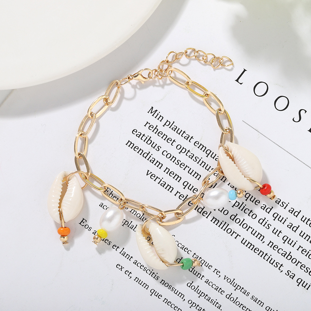 New Fashion Alloy Chain Handmade Shell Woven Bracelet Wholesale display picture 2