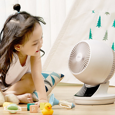 美的家用空气循环扇涡轮扇电风扇遥控迷你台扇办公室立式GAD15EB|ms