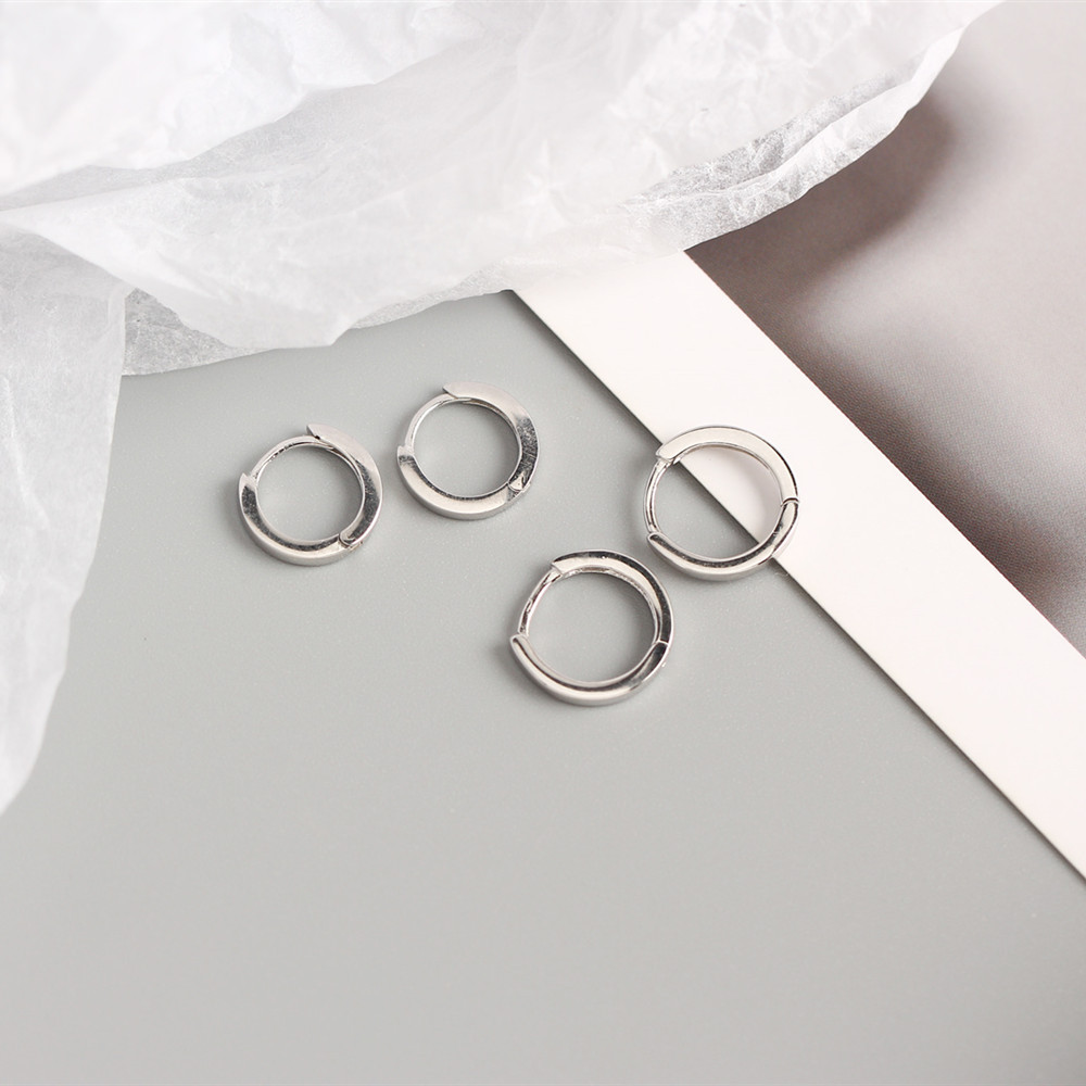 1 Paire Style Simple Géométrique Cercle Placage Argent Sterling Des Boucles D'Oreilles display picture 9