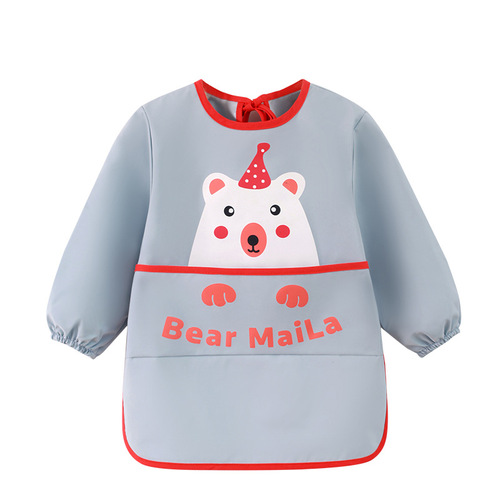 Children's Coverall for Autumn/Winter, Baby Eating Coverall, Waterproof and Stain-Proof, Extended Length Apron, Eating Pouch, Kindergarten Painting Clothes