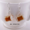 Amusing earrings, funny three dimensional resin, wineglass, ear clips, silver 925 sample, South Korea, no pierced ears