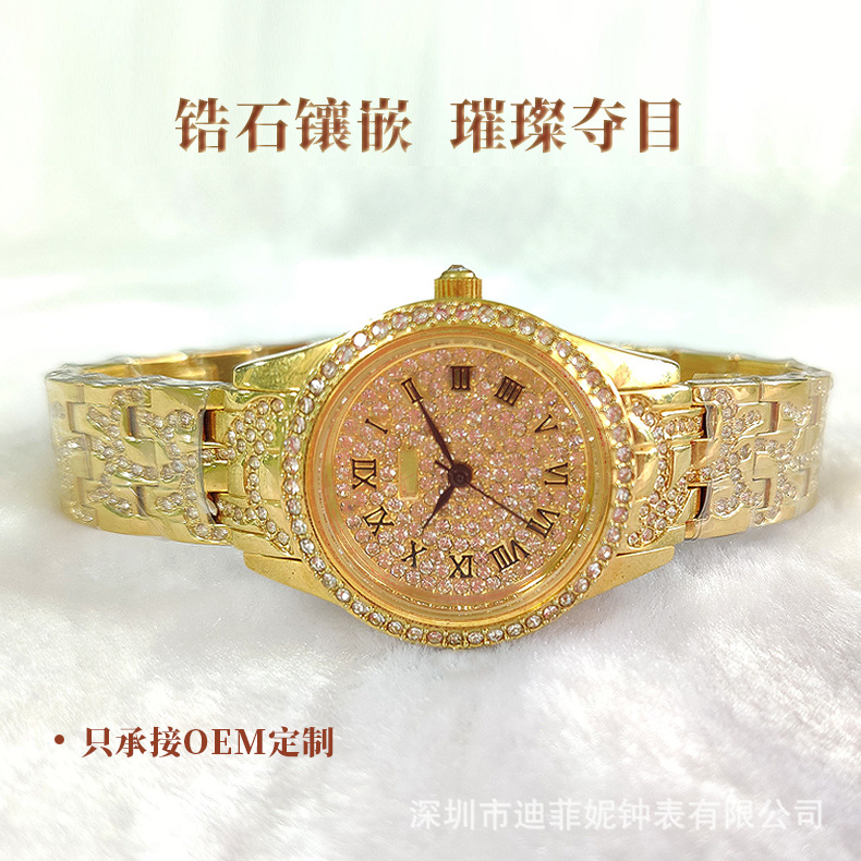 欧美跨境爆款货源工厂满天星小金表女士防水满钻日本机芯石英女表