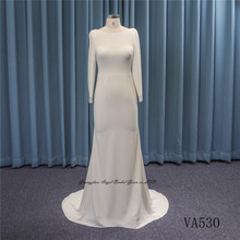 外贸出口长袖简单素面款性感包臀修身品牌代工婚纱礼服