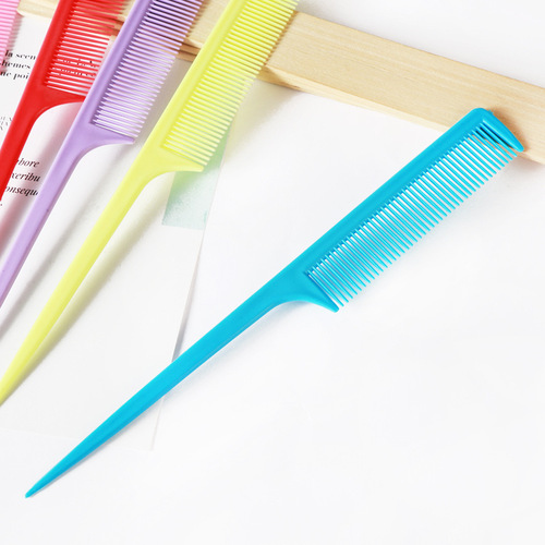 Factory direct selling bangs pick comb colorful plastic cosmetic comb long handle hair comb plastic pointed tail comb hairdressing comb