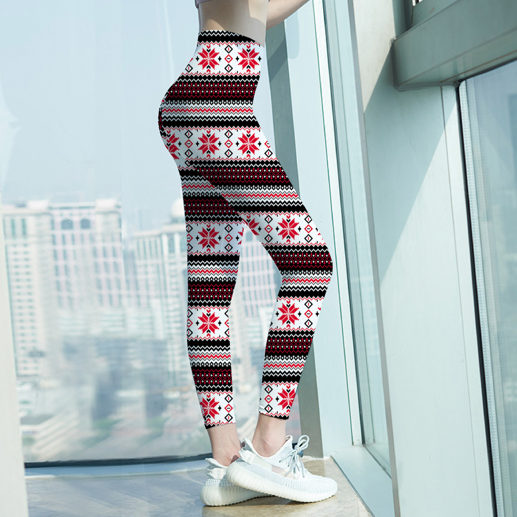 182g Weight Ankle-Length Pants Length Spandex, Polyester Fabric Type High Waist Waist Line Leggings Pants Type Stretchy Elasticity Daily Occasion Breathable Function Skinny Fit Type Christmas Festival Snowflake Pattern Winter, Autumn Season Women'S Gender Simple Style Style Women'S Daily Simple Style Snowflake Ankle-Length Leggings 10