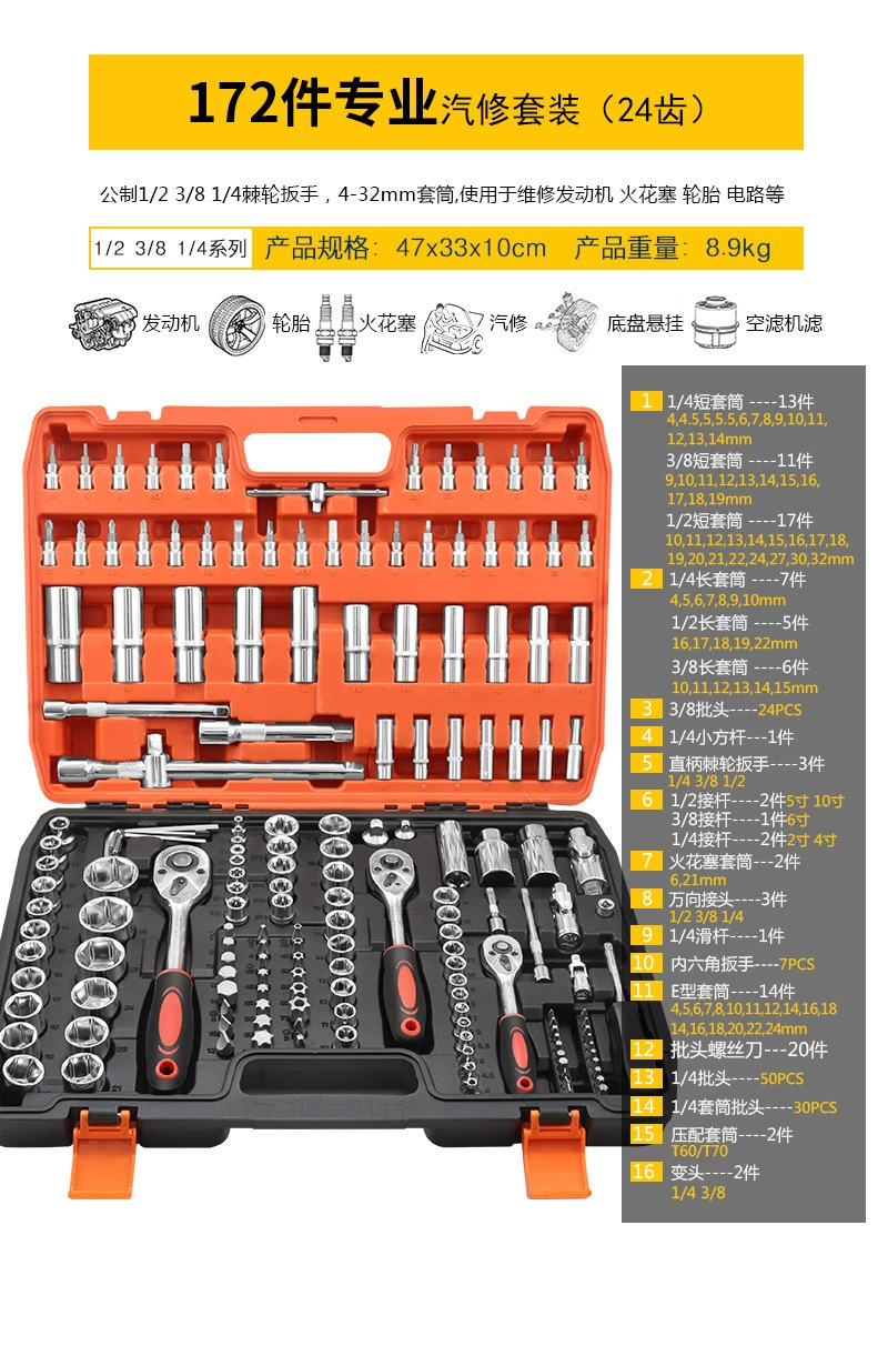 Universal tool set — wrenches & ratchets with gloves and accessories, multiple kit options