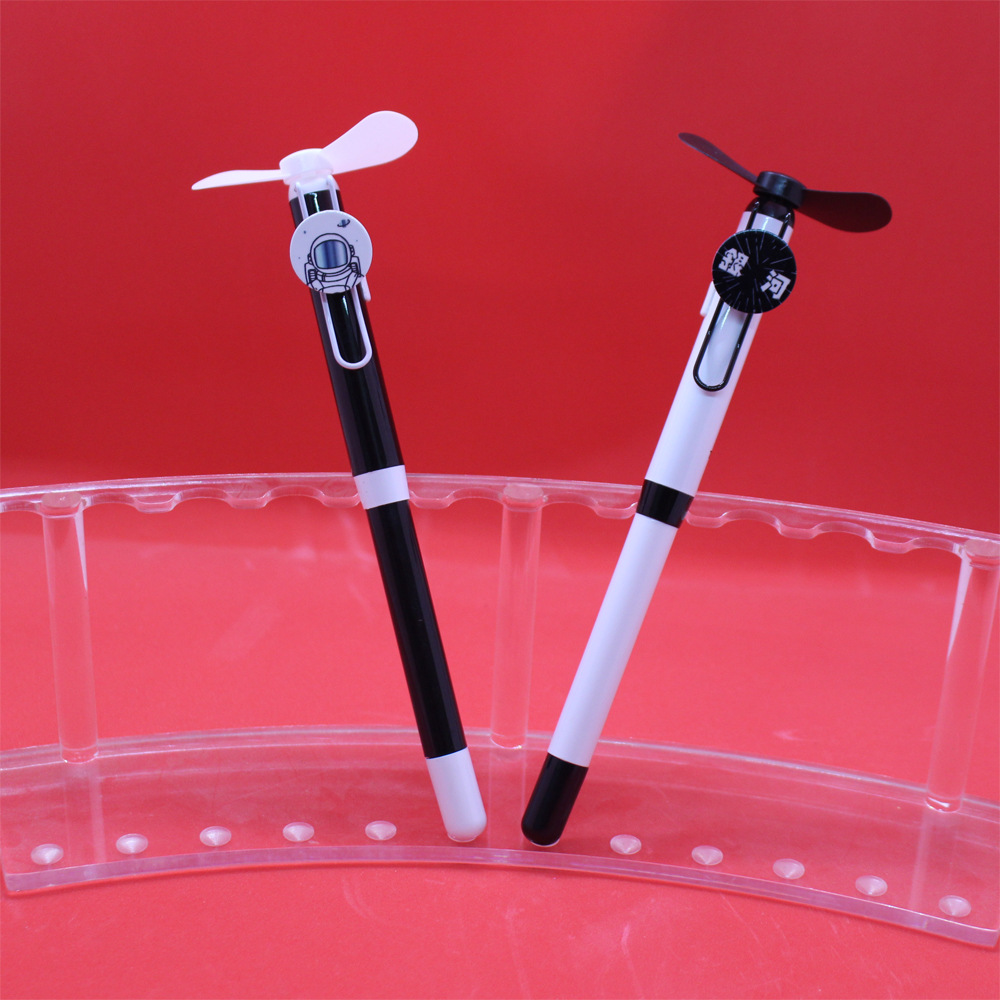 中性筆芯風扇筆0.5MM水筆芯帶亞克力片挂飾筆形風扇 韓版創意文具