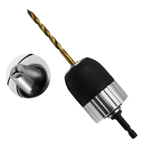 Self-tightening electric drill conversion chuck 2-13mm clamping range 3/8-24UNF with hexagonal shank threaded adapter