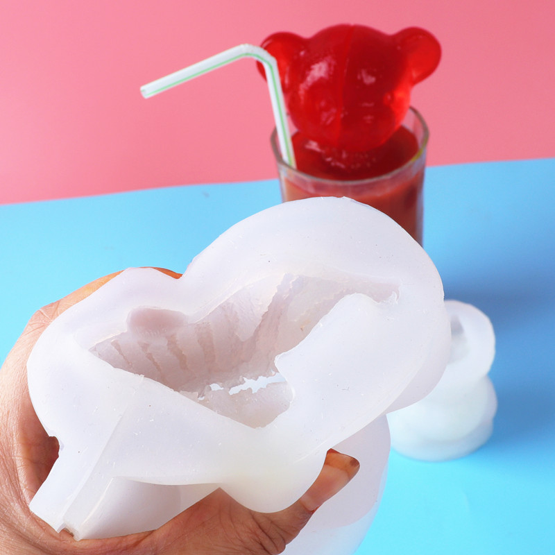 Oso cubo de hielo molde red Oso de hielo café molde de silicona shapedog hipopótamo leche té bebida molde de chocolate
