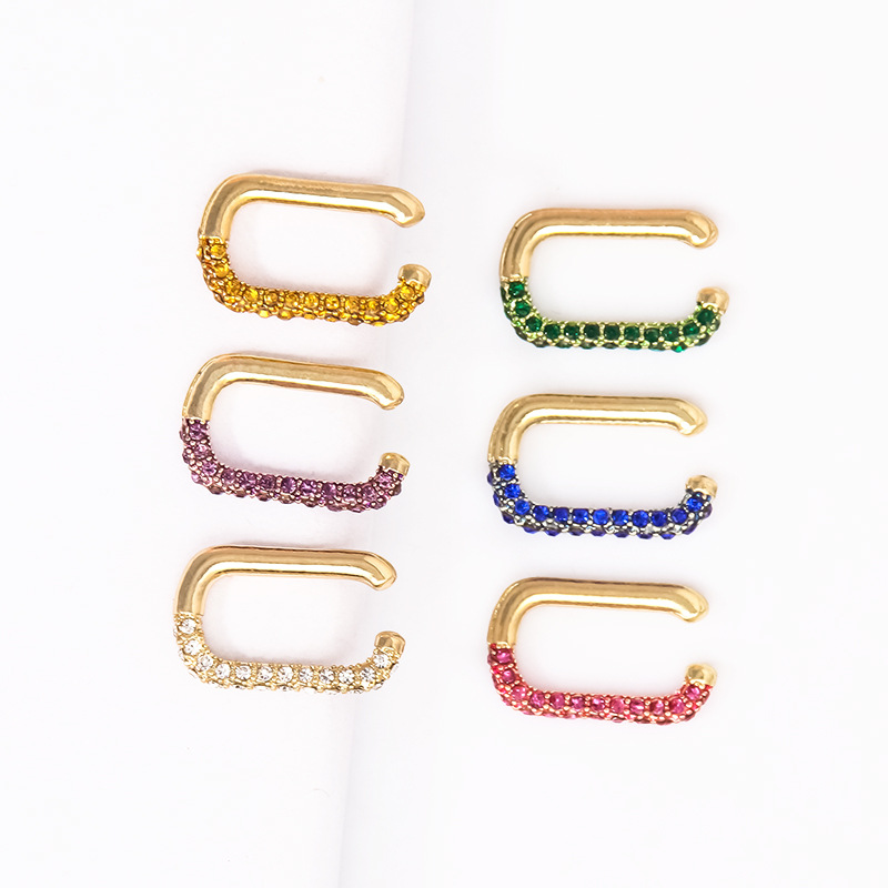 Simple Single Rectangular Heart Multicolor Ear Clip display picture 9